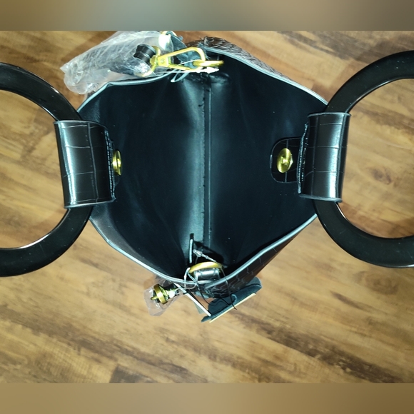 Street Level Black Croco Mini Tote with Ring Handle, OS. - Picture 4 of 5